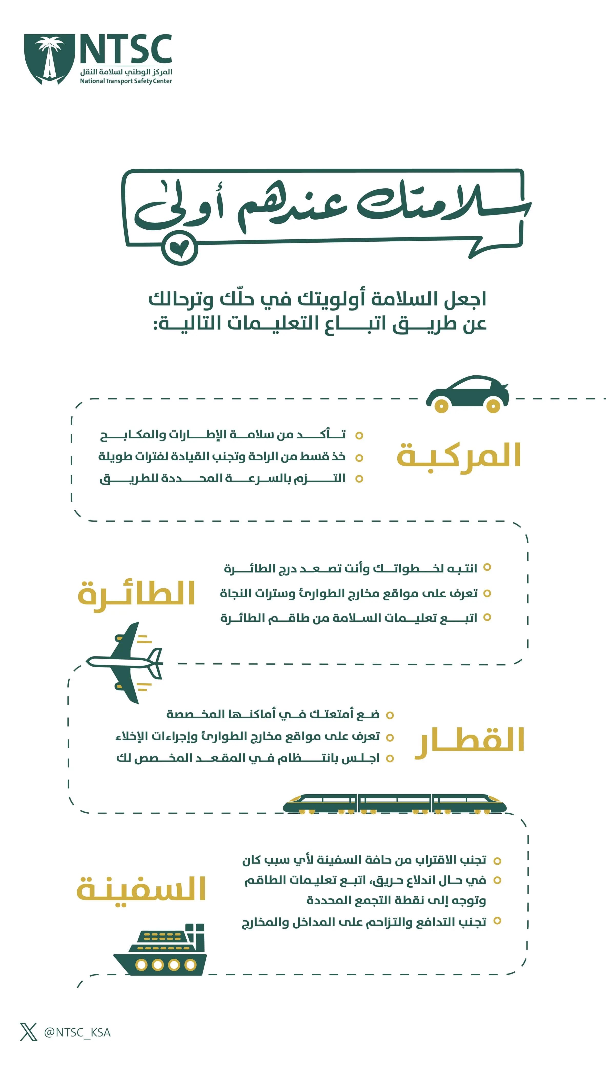 المركز الوطني لسلامة النقل يطلق حملة "سلامتك عندهم أولى"